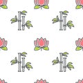 Lotus and bamboo spa and beauty floristic seamless pattern Royalty Free Stock Photo