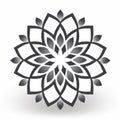 Black And White Lotus Icon: Circular Abstraction With Subtle Gradients