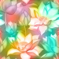 Lotus buds and flowers seamless fabric print., Water lilly nelumbo aquatic plant botanical design. Royalty Free Stock Photo