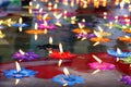 Lotus candle, lamp, lantern, light, Floating candles to be flower lotus burned on surface float on water with Buddhist beliefs Royalty Free Stock Photo