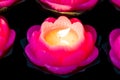 Lotus candle light illuminate a dark surrounding Royalty Free Stock Photo