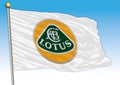 Lotus car industry, flag with logo, illustration