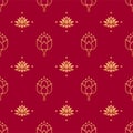 Lotus chinese floral seamless vector pattern with flowers and leafs decoration elements