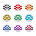 Lotus color icon set isolated on white background