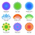 Lotus color vector logo, label and emblem set