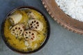 Lotus curry is an Indian dish made of lotus stem