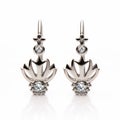 Lotus Earrings With White Diamonds - Gothic Grandeur And Elegant Compositions Royalty Free Stock Photo