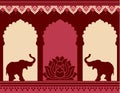Lotus and elephant temple background Royalty Free Stock Photo
