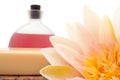 Lotus, essential oils and bath soap Royalty Free Stock Photo