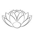 Lotus flower abstract black and white illustration. Lotus symbol.