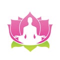 Lotus flower abstract vector logo, Yoga Asana Illustration