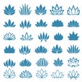 Lotus flower assorted icons set