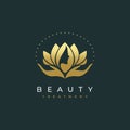 Lotus flower beauty salon and hair treatment logo Royalty Free Stock Photo