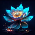 Lotus flower. Blue water lily on dark background. Vector illustration AI Generated Royalty Free Stock Photo