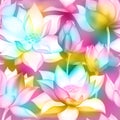 Lotus flower bouquets with buds seamless pattern Royalty Free Stock Photo