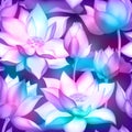 Lotus flower bouquets with buds seamless pattern Royalty Free Stock Photo