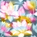Lotus flower bouquets with buds seamless pattern Royalty Free Stock Photo
