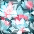 Lotus flower bouquets with buds seamless pattern Royalty Free Stock Photo