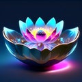 Lotus flower in a bowl on a blue background. Vector illustration. AI generated