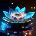 Lotus flower in a bowl. 3D illustration. Vector. generative AI