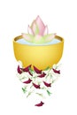 Lotus Flower in A Bowl for Songkran Festival