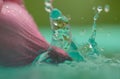 Lotus flower bud in a pond or fountain with water Royalty Free Stock Photo