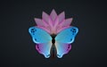 Lotus flower and butterfly logo Slogan with colorful Butterfly flower template. Yoga concept. Vector Design for Fashion, Poster