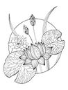 Lotus flower coloring book vector illustration Royalty Free Stock Photo