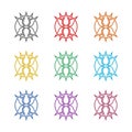 LOTUS Flower Creative Logo icon isolated on white background. Set icons colorful Royalty Free Stock Photo