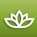 Lotus flower 3d Icon on green gradient background. Wellness, spa, yoga, beauty and healthy lifestyle theme. Vector