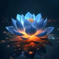Lotus flower on a dark background. 3D illustration. Blue water lily. Royalty Free Stock Photo