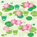 Lotus flower and forg background Royalty Free Stock Photo