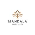 Lotus flower gold logo, Abstract mandala flower swirl logo icon vector design Royalty Free Stock Photo