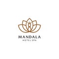 Lotus flower gold logo, Abstract mandala flower swirl logo icon vector design