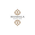 Lotus flower gold logo, Abstract mandala flower swirl logo icon vector design Royalty Free Stock Photo