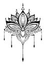 Lotus flower henna ornamental ethnic zen tangle motif tattoo vector