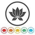 Lotus flower icon, logo. Isolated on white background. Vector illustration Royalty Free Stock Photo