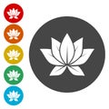 Lotus flower icon, logo. Isolated on white background. Vector illustration Royalty Free Stock Photo