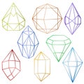 Set of jewel gem stone icons line style