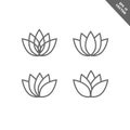 Lotus flower icon set in line art Royalty Free Stock Photo