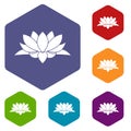 Lotus flower icons set Royalty Free Stock Photo