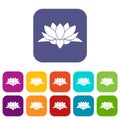 Lotus flower icons set Royalty Free Stock Photo