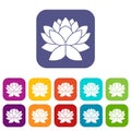 Lotus flower icons set Royalty Free Stock Photo