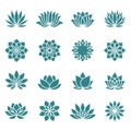 Lotus flower icons. Set Of Lotus Flower Icons in simple, clean style.