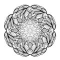 Lotus flower. Intricate stylized linear drawing isolated on white background.