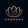 lotus flower line beauty salon and hair treatment logo Royalty Free Stock Photo