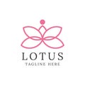 Lotus Flower Logo abstract Beauty Spa salon Cosmetics brand Linear style. Looped Leaves Logotype design vector Luxury Fashion