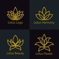 Lotus flower logo assorted icons set Royalty Free Stock Photo