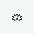 Lotus flower logo with woman silhouette sticker icon Royalty Free Stock Photo