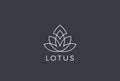 Lotus flower Luxury Logo vector Linear. Fashion Ga
